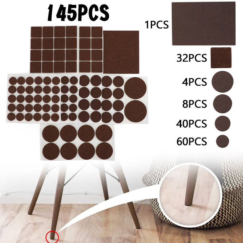 Topteng 145Pcs Furniture Pads Chair Leg Floor Protectors Felt Pads